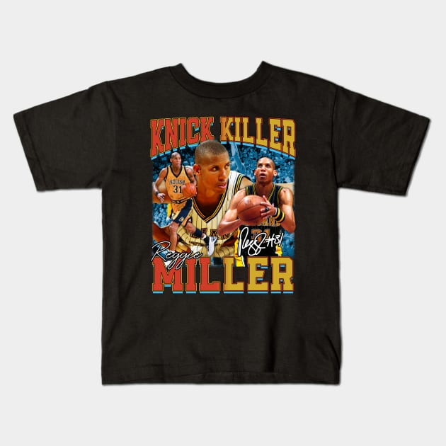 Reggie Miller Choke Sign Basketball Legend Signature Vintage Retro 80s 90s Bootleg Rap Style Reggie Miller Kids T Shirt TeePublic